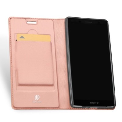 Sony Xperia XZ2 Compact „Dux Ducis“ Skin sērijas rozs ādas atvērams maciņš / Vacins.lv