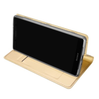 Sony Xperia XZ2 Compact „Dux Ducis“ Skin sērijas zelta ādas atvērams maciņš / Vacins.lv