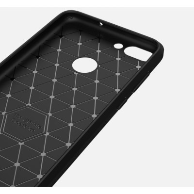 Huawei P smart 2018 (Enjoy 7S) „Carbon“ cieta silikona (TPU) melns apvalks / vacins.lv