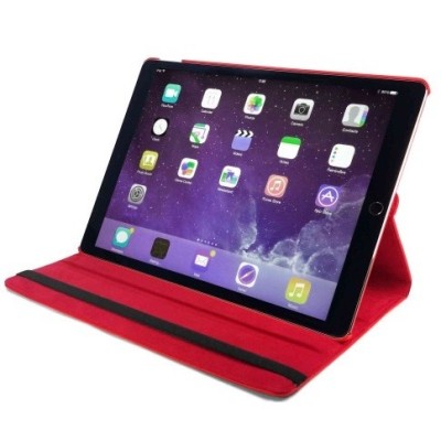 Apple iPad Pro 12,9" solīds atvēramais sarkans ādas futrālis, grozās 360° grādu apjomā / Vacins.lv