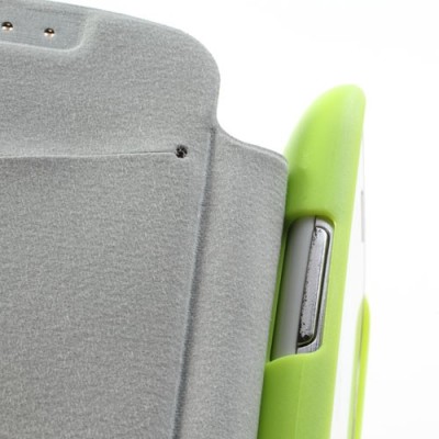 Samsung Galaxy S3 mini i8190 atvērams zaļš ādas futrālis - maciņš / Vacins.lv