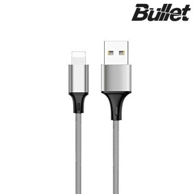 Bullet Lightning USB pelēks vads piemērots iPhone 6, 6 Plus, 5, 5S, iPad Air, iPad mini, iPod (MFi sertifikāts) / Vacins.lv