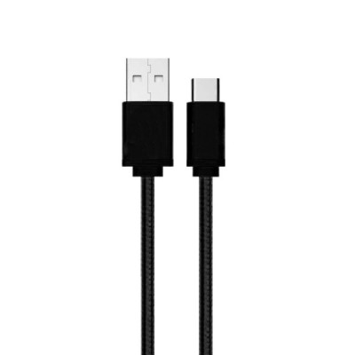 „Bullet“ Nylon micro USB melns vads 1 m. / vacins.lv