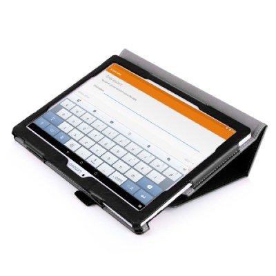 Lenovo Tab 3 10.1" TB-X103F и Tab 2 A10-30 чёрный кожаный чехол-книжка (складной) | Vacins.lv