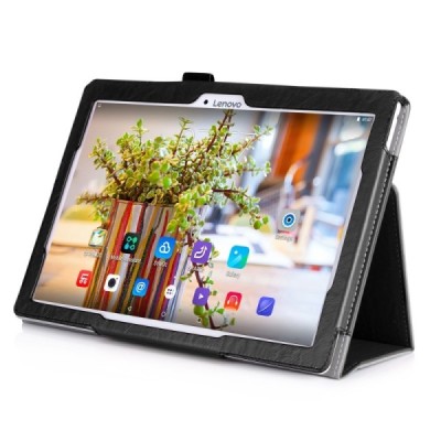 Lenovo Tab 3 10.1" TB-X103F и Tab 2 A10-30 чёрный кожаный чехол-книжка (складной) | Vacins.lv