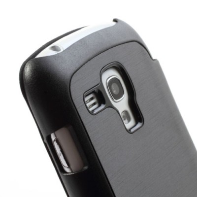 Samsung Galaxy S3 mini i8190 atvērams melns ādas futrālis - maciņš / Vacins.lv