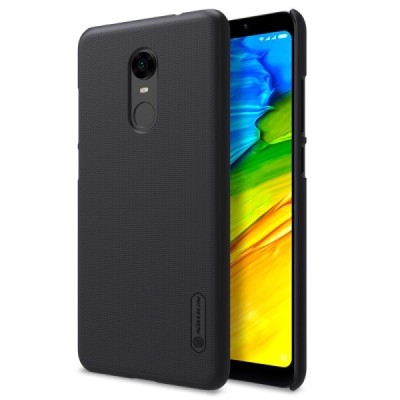 Xiaomi Redmi 5 Plus Nillkin Frosted Shield чёрный пластиковый чехол + защитная пленка для экрана | Vacins.lv