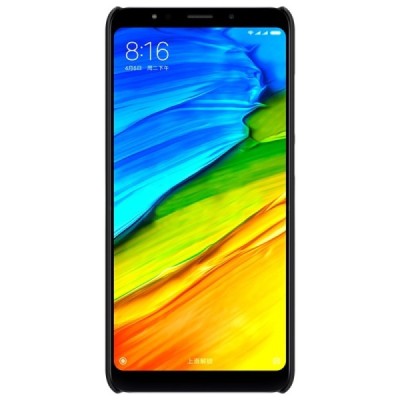 Xiaomi Redmi 5 Plus Nillkin Frosted Shield melns plastmasas apvalks + ekrāna aizsargplēve / Vacins.lv