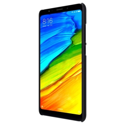 Xiaomi Redmi 5 Plus Nillkin Frosted Shield melns plastmasas apvalks + ekrāna aizsargplēve / Vacins.lv