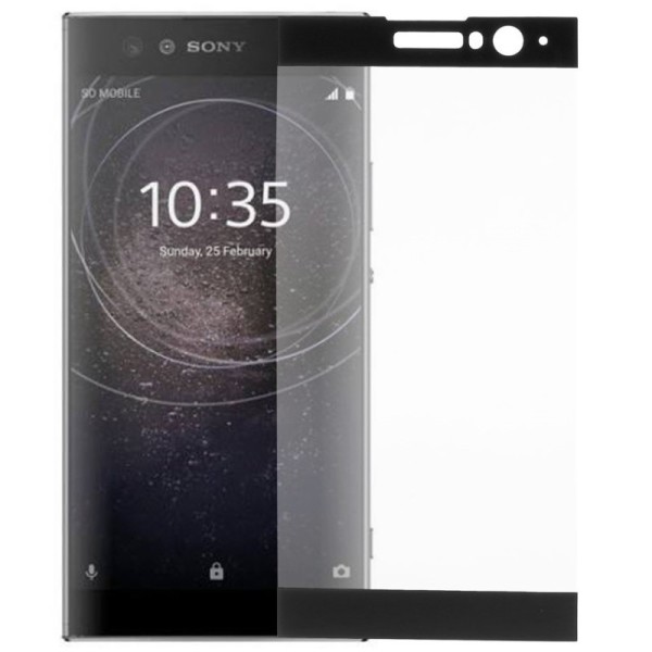 „Calans“ Tempered Glass pilnīgi aizsedzams ekrāna aizsargstikls 0.2 mm - melns (Xperia XA2)