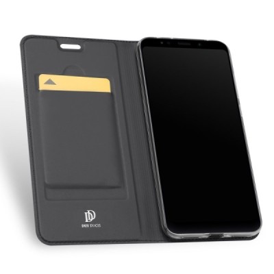 Xiaomi Redmi 5 Plus „Dux Ducis“ Skin sērijas melns ādas atvērams maciņš / Vacins.lv