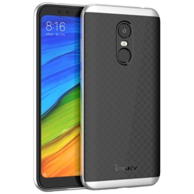 Xiaomi Redmi 5 Plus „IPAKY“ cieta silikona (TPU) melns apvalks (apmales - sudrabā krāsā) / Vacins.lv