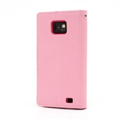 Samsung Galaxy S2 „Mercury“ atvērams rozs ādas futrālis - maciņš / Vacins.lv