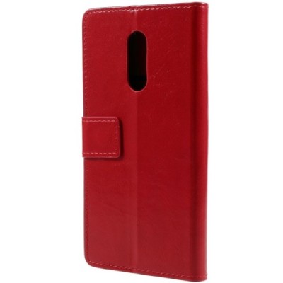 Xiaomi Redmi 5 Plus atvēramais ādas sarkans maciņš, grāmata (maks) / Vacins.lv