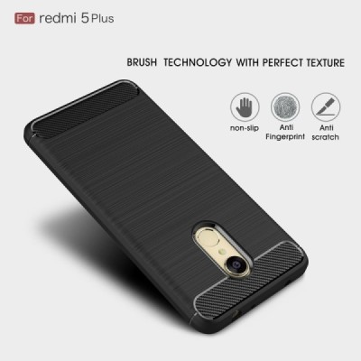 Xiaomi Redmi 5 Plus „Carbon“ cieta silikona (TPU) melns apvalks / vacins.lv