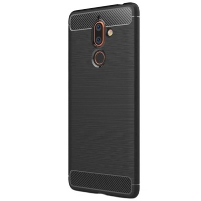 Nokia 7 Plus „Carbon“ твердый силиконовый чехол (TPU) - черный | Vacins.lv