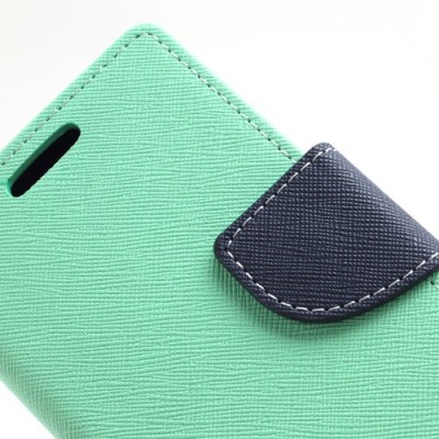 Samsung Galaxy S2 „Mercury“ atvērams zaļs ādas futrālis - maciņš / Vacins.lv