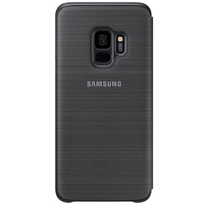 Samsung Galaxy S9 (G960) oficiāls Led View Cover atvērams melns ādas maciņš (maks) / Vacins.lv