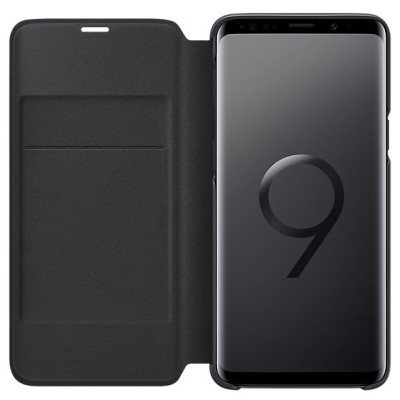 Samsung Galaxy S9 (G960) oficiāls Led View Cover atvērams melns ādas maciņš (maks) / Vacins.lv