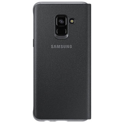 Samsung Galaxy A8 (2018) A530F оригинальный Neon Flip Cover открываемый чёрный кожаный чехол - книжка | Vacins.lv