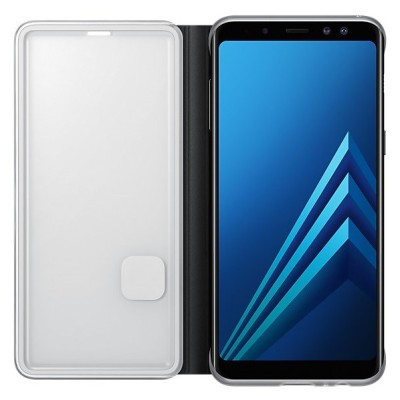 Samsung Galaxy A8 (2018) A530F оригинальный Neon Flip Cover открываемый чёрный кожаный чехол - книжка | Vacins.lv
