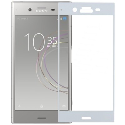 Sony Xperia XZ1 „Calans“ 9H Tempered Glass усиленная защита белое защитное стекло с полным покрытием толщиной 0,2 мм | Vacins.lv
