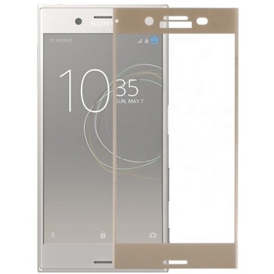 Sony Xperia XZ1 „Calans“ 9H Tempered Glass усиленная защита золотое защитное стекло с полным покрытием толщиной 0,2 мм | Vacins.