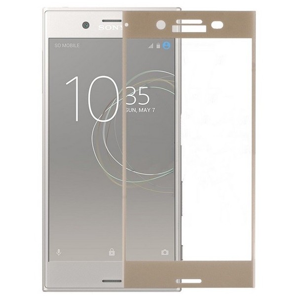 „Calans“ Tempered Glass полностью закрывающее защитное стекло толщиной 0,2 мм – золотое (Xperia XZ1)