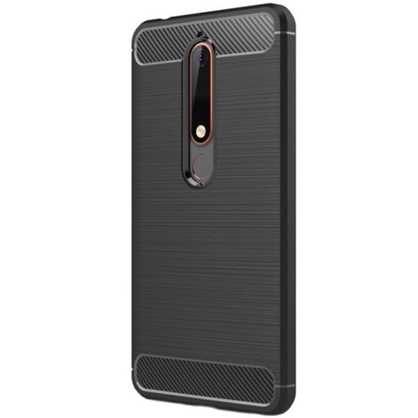 „Carbon“ твердый силиконовый чехол (TPU) - черный (Nokia 6 2018 / Nokia 6.1)