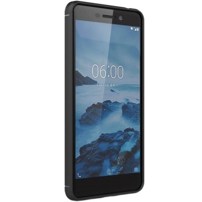 Nokia 6 2018 (Nokia 6.1) „Carbon“ твердый силиконовый чехол (TPU) - черный | Vacins.lv
