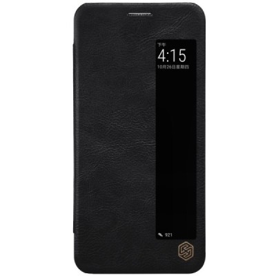 Роскошный чёрный кожаный чехол Nillkin Qin Series для Huawei P20 Pro | Vacins.lv