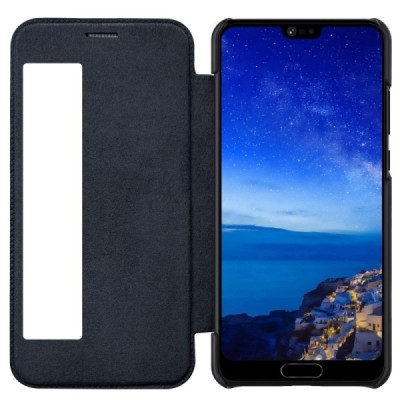 Роскошный чёрный кожаный чехол Nillkin Qin Series для Huawei P20 Pro | Vacins.lv