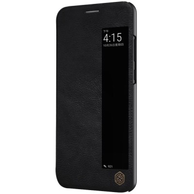 Роскошный чёрный кожаный чехол Nillkin Qin Series для Huawei P20 Pro | Vacins.lv