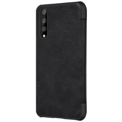 Роскошный чёрный кожаный чехол Nillkin Qin Series для Huawei P20 Pro | Vacins.lv