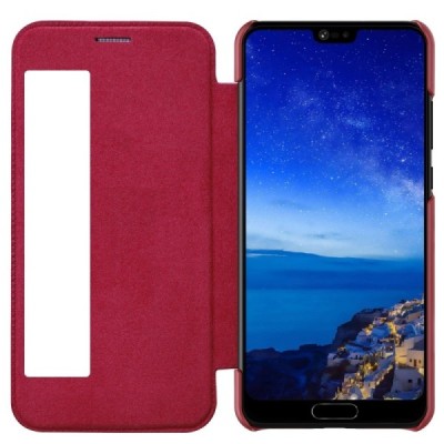 Greznais „Nillkin“ Qin sērijas ādas atvērams sarkans Huawei P20 Pro maciņš / Vacins.lv