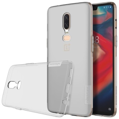 OnePlus 6 (Six) Nillkin Nature тонкий прозрачный, серый силиконовый чехол (TPU) | Vacins.lv