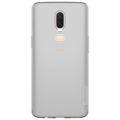 OnePlus 6 (Six) Nillkin Nature тонкий прозрачный, серый силиконовый чехол (TPU) | Vacins.lv
