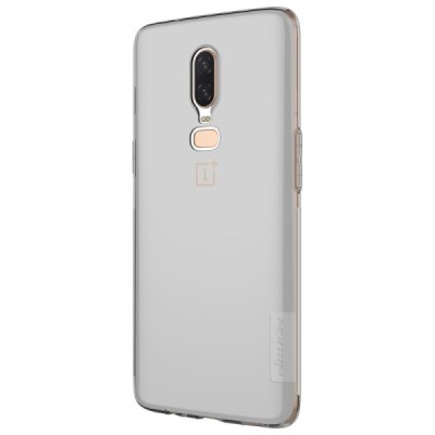 OnePlus 6 (Six) Nillkin Nature тонкий прозрачный, серый силиконовый чехол (TPU) | Vacins.lv