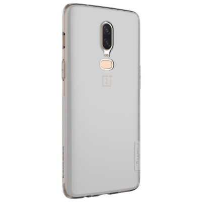 OnePlus 6 (Six) Nillkin Nature тонкий прозрачный, серый силиконовый чехол (TPU) | Vacins.lv