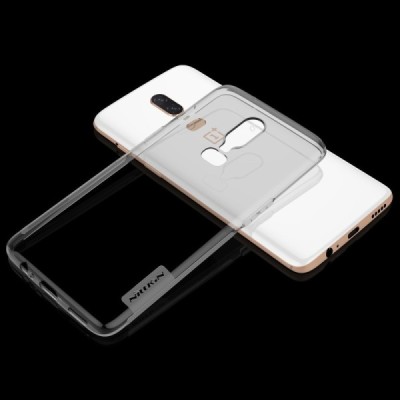 OnePlus 6 (Six) Nillkin Nature тонкий прозрачный, серый силиконовый чехол (TPU) | Vacins.lv