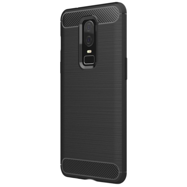 „Carbon“ cieta silikona (TPU) apvalks - melns (OnePlus 6)