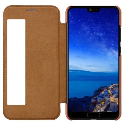 Роскошный коричневый кожаный чехол Nillkin Qin Series для Huawei P20 Pro | Vacins.lv