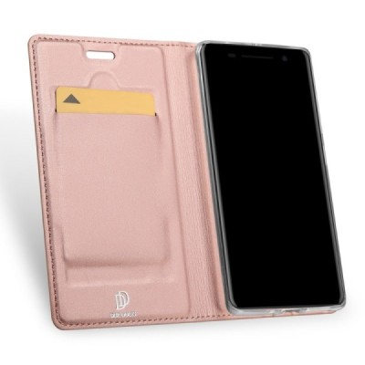 Nokia 8 Sirocco (Nokia 9) „Dux Ducis“ Skin sērijas rozs ādas atvērams maciņš / Vacins.lv
