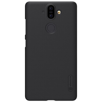 Nillkin Frosted Shield Nokia 8 Sirocco (Nokia 9) melns plastmasas futrālis + ekrāna aizsargplēve / Vacins.lv