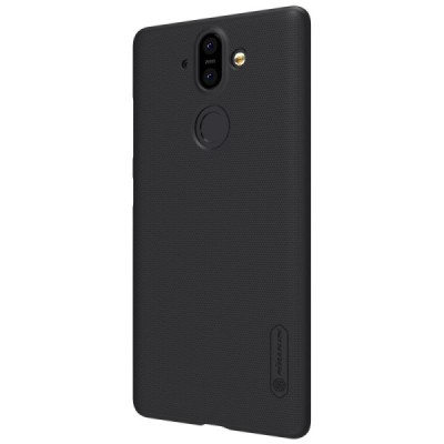 Nillkin Frosted Shield Nokia 8 Sirocco (Nokia 9) melns plastmasas futrālis + ekrāna aizsargplēve / Vacins.lv