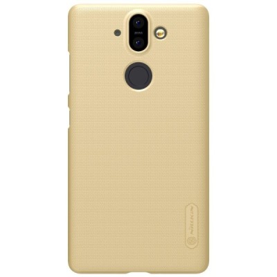 Nillkin Frosted Shield Nokia 8 Sirocco (Nokia 9) zelta plastmasas futrālis + ekrāna aizsargplēve / Vacins.lv