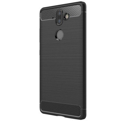 Nokia 8 Sirocco (Nokia 9) „Carbon“ cieta silikona (TPU) melns apvalks / vacins.lv