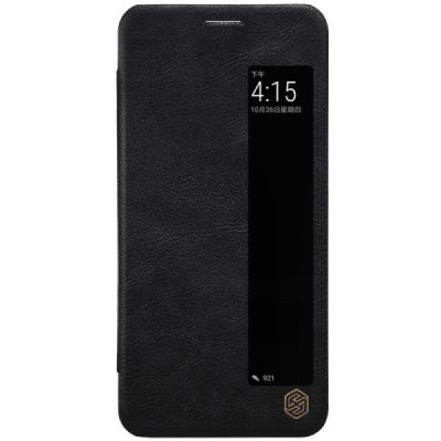 Роскошный чёрный кожаный чехол Nillkin Qin Series для Huawei P20 | Vacins.lv