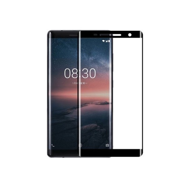 „Calans“ Tempered Glass полностью закрывающее защитное стекло толщиной 0,2 мм – чёрное (Nokia 8 Sirocco)