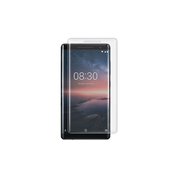 „Calans“ Tempered Glass pilnīgi aizsedzams ekrāna aizsargstikls 0.2 mm - dzidrs (Nokia 8 Sirocco)